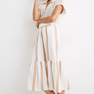 Ruffle-Hem Midi Skirt in Stripe